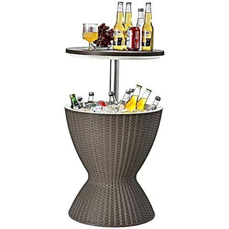 Giantex Cool Bar Table, 8 Gallon Beer and Wine Cooler, Rattan Style Patio Bar Tables, Height Adjusta | Amazon (US)