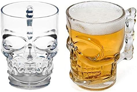 Tovip 2Pcs Clear Heavy Base Glass Skull Face Drinking Mug cup with Glass Handles, 18 Ounce (500ml... | Amazon (US)