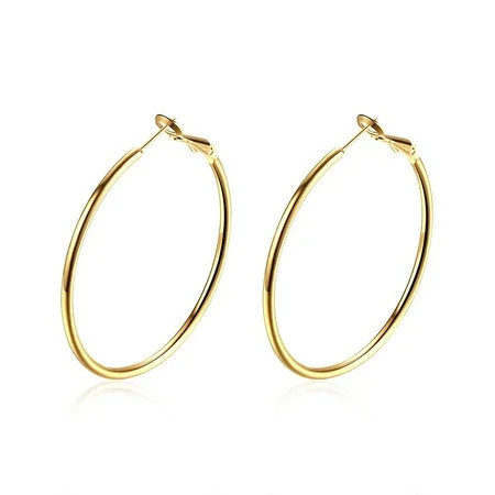 70mm Gold Plated Big Large Hoop Earrings Circle Huggied for Women | Walmart (US)