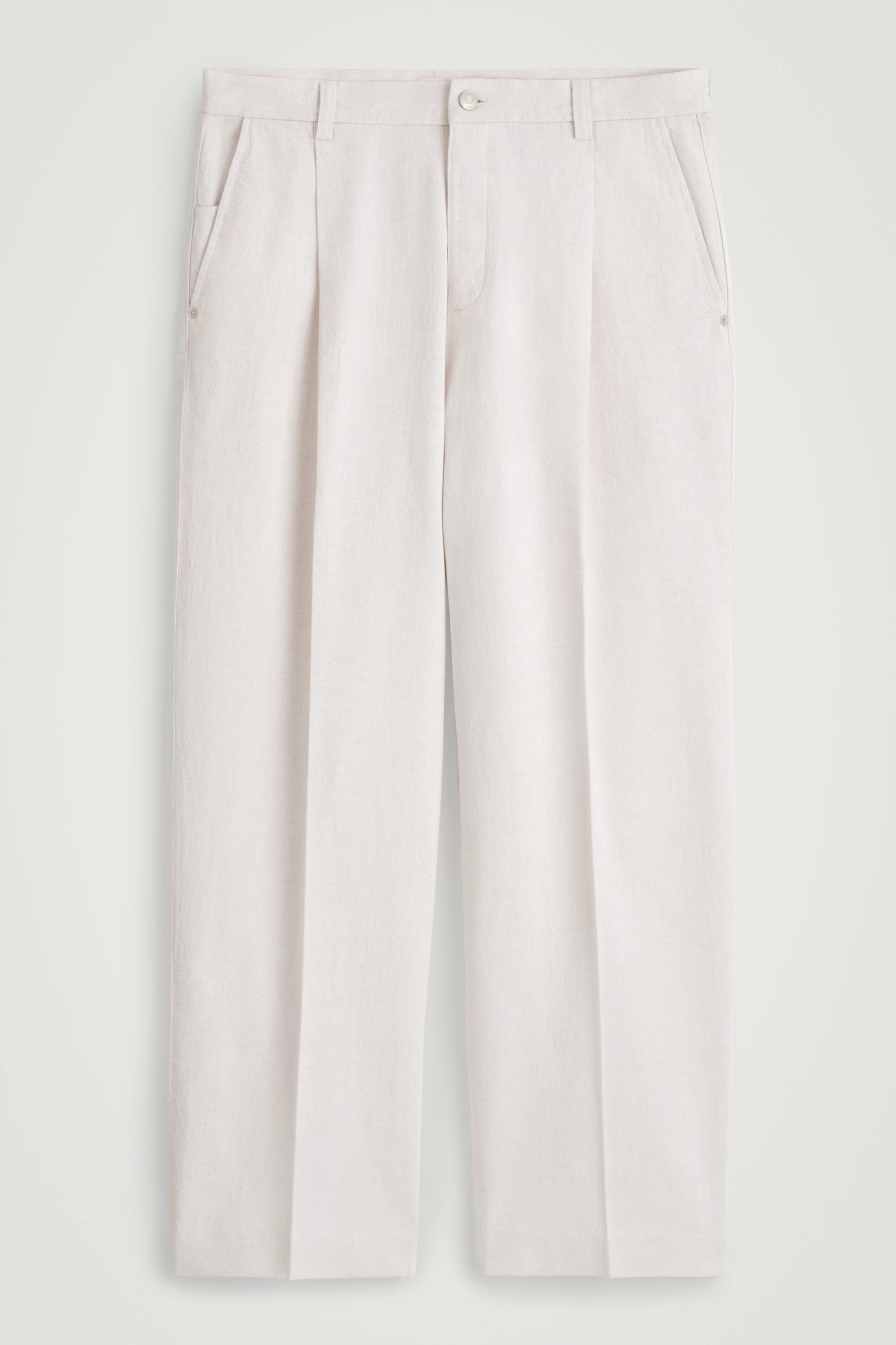 PLEATED WIDE-LEG DENIM TROUSERS - ECRU | COS | COS UK
