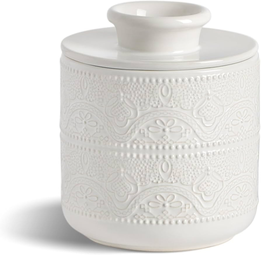 Butter Crock, Ceramic Butter Keeper & Dish with Lid - Keeps Butter Soft and Spreadable Fresh for ... | Amazon (US)