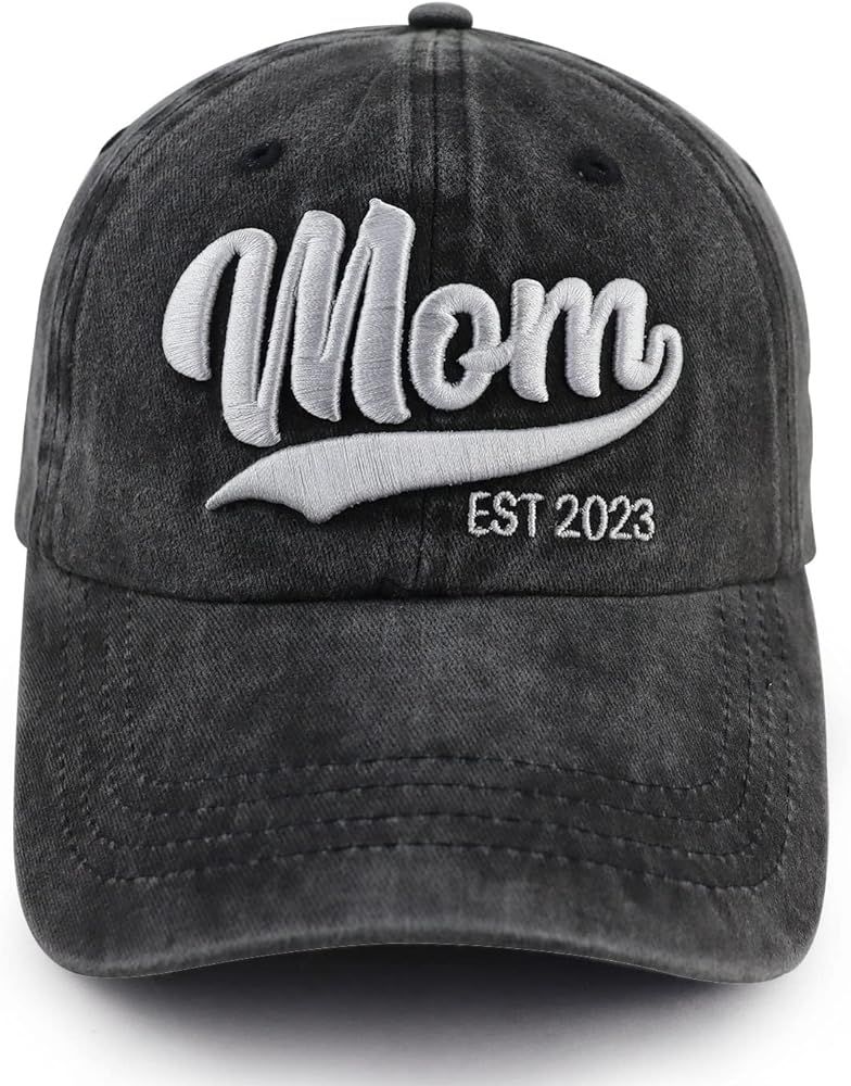 Gomthrpc Mom Est 2023 Hat for Women Mama, Funny Adjustable Washed Cotton 3D Embroidered New Mom G... | Amazon (US)