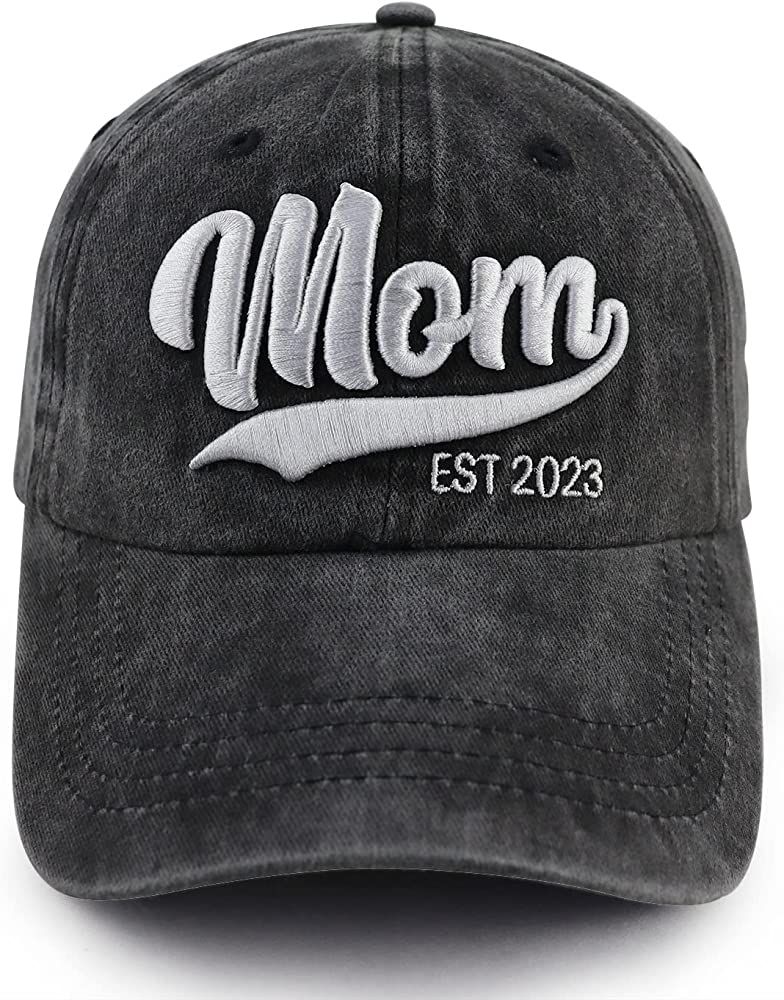 Gomthrpc Mom Est 2023 Hat for Women Mama, Funny Adjustable Washed Cotton 3D Embroidered New Mom G... | Amazon (US)
