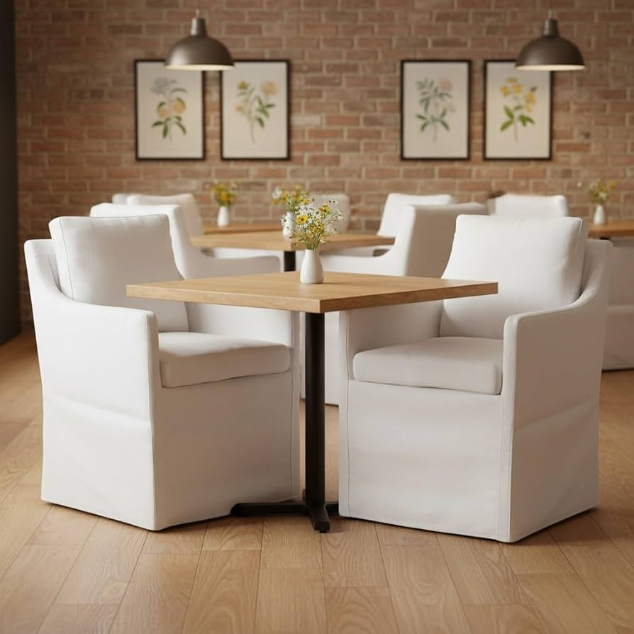 Upholstered Dining Chairs Set of 2, Modern Kitchen Dinner Chairs with Armrest Slipcovered Linen A... | Amazon (US)