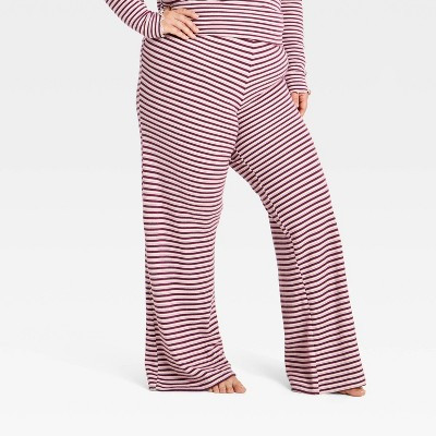 Women's Waffle Knit Pants - Wild Fable™ Purple/Cream Striped 1X | Target