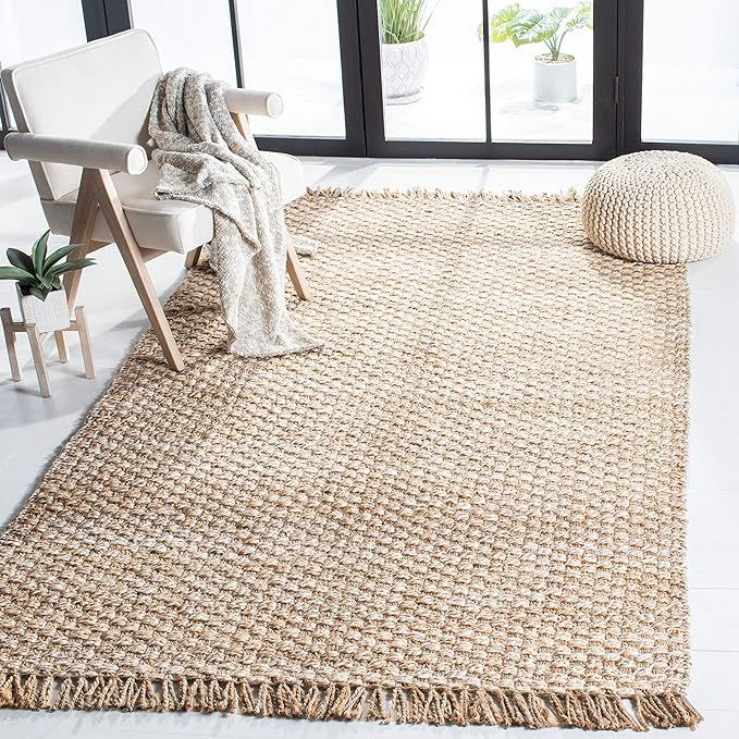 SAFAVIEH Natural Fiber Collection Accent Rug - 4' x 6', Natural & Ivory, Tassel Jute Design, Idea... | Amazon (US)