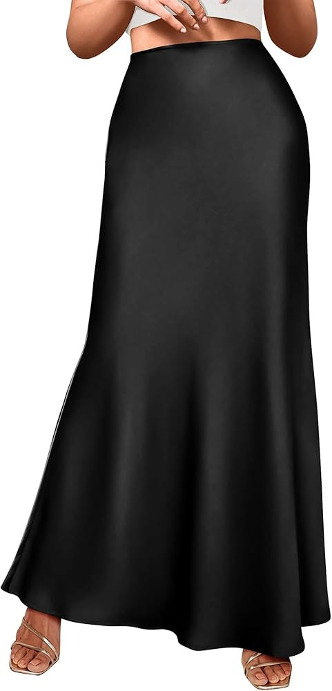 BTFBM Women's Spring Summer Skirt 2024 Silk Elegant High Waist Cocktail Party Wedding Mermaid Hem... | Amazon (US)