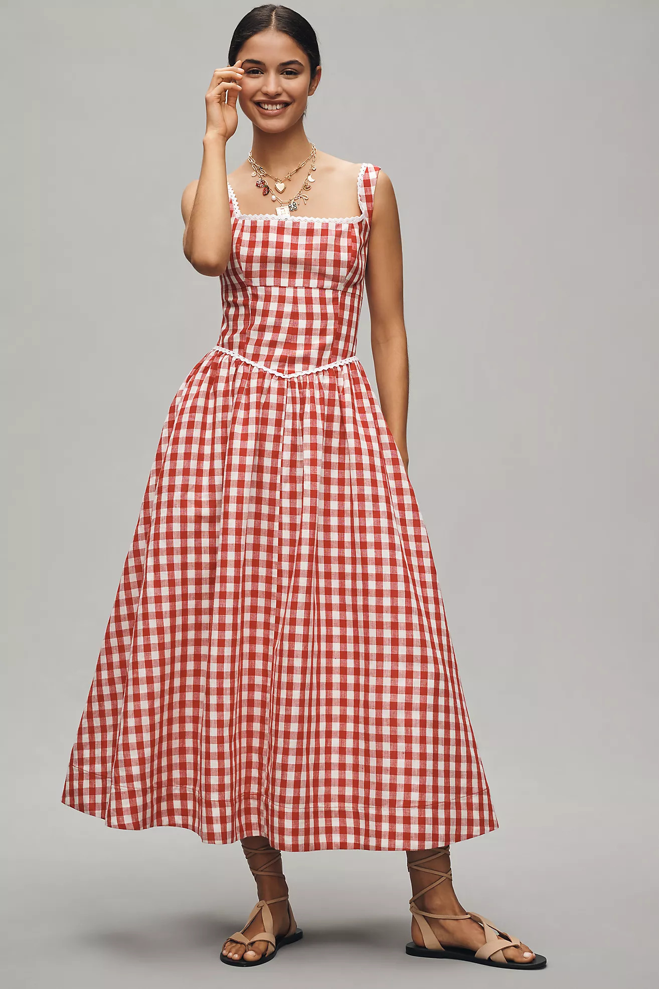 WAYF Linen Blend Drop-Waist Midi Dress | Anthropologie (US)