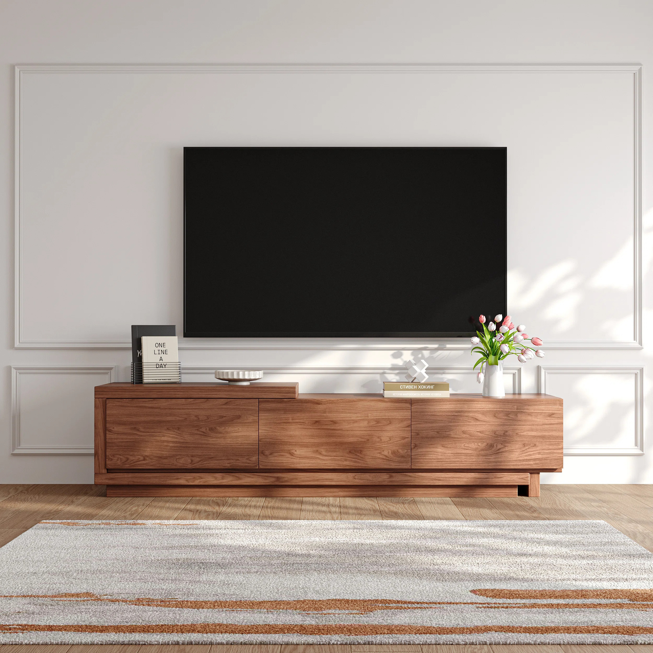 Modern Extendable TV Stand Media Console With Storage Drawers | Wayfair North America