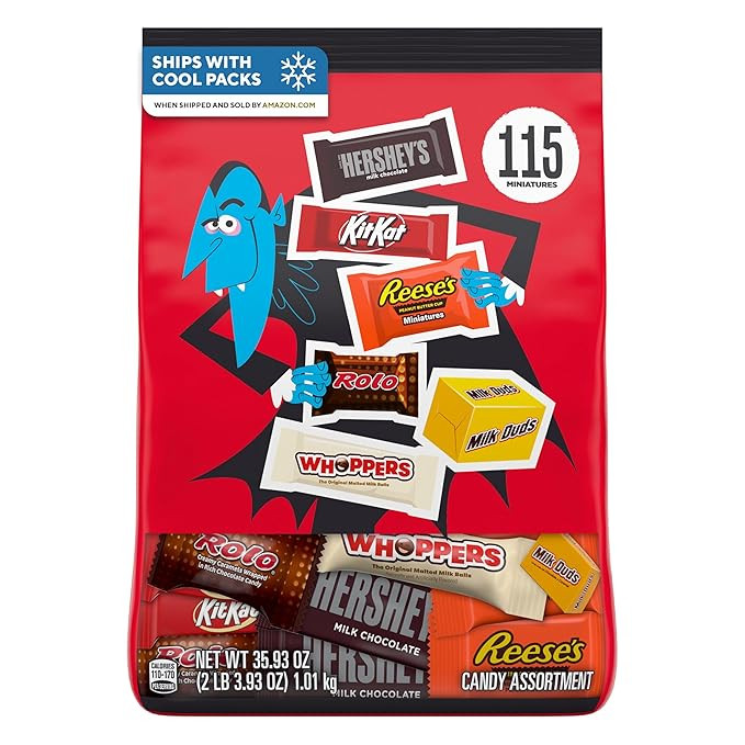 Hershey Miniatures Assorted Flavored, Halloween Candy Bulk Bag, 35.93 oz (115 Pieces) | Amazon (US)