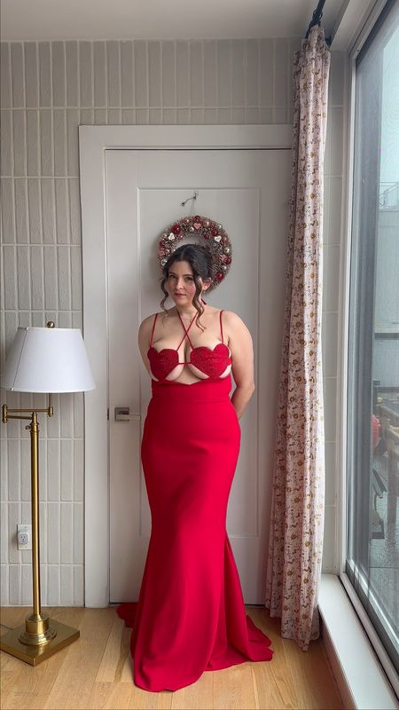 The red gown from oh Polly is amazing for Valentine’s Day! It has embellished hearts and the most incredible train! I love how dramatic it is! The straps are fully adjustable 

#LTKstyletip #LTKmidsize #LTKfindsunder100