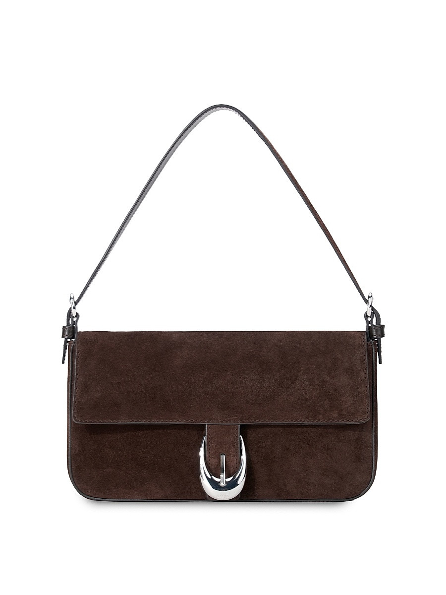 Staud Women's Harlow Suede Shoulder Bag - Espresso | Saks Fifth Avenue