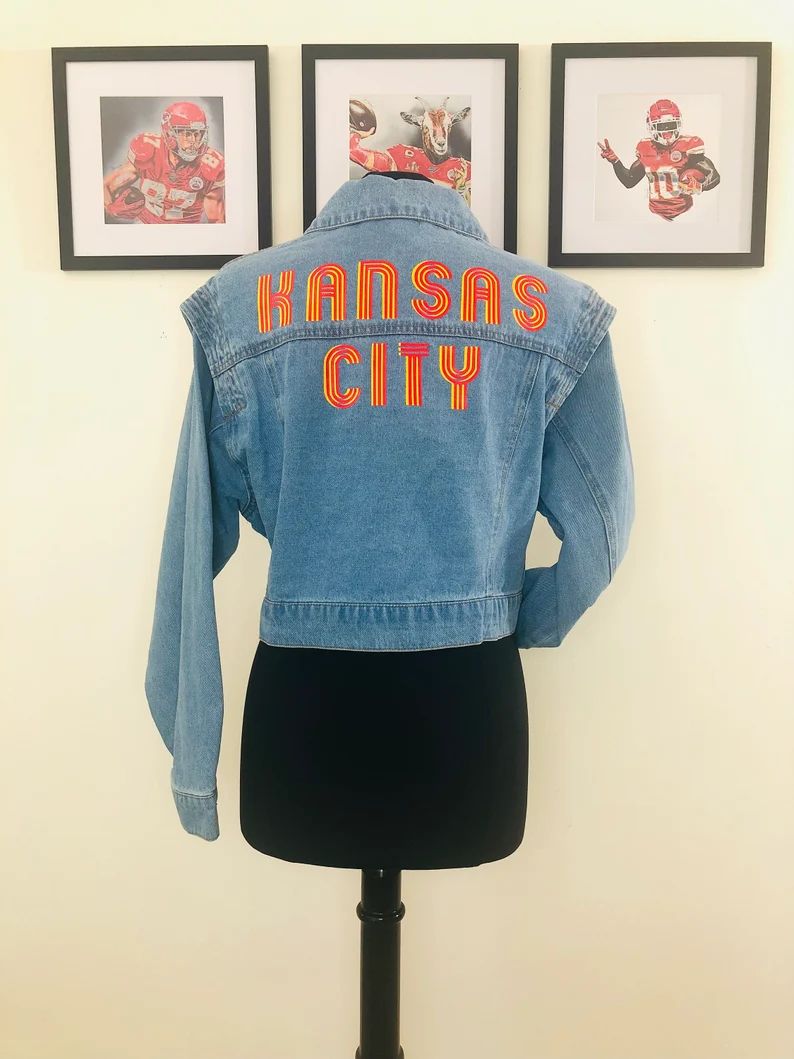 Kansas City Chiefs Retro Jean Jacket Cropped - Etsy | Etsy (US)