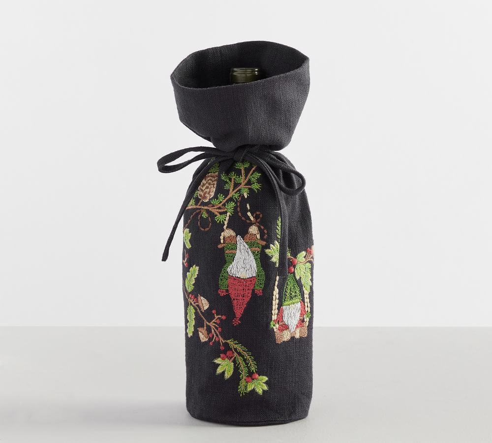 Gnome Embroidered Cotton Wine Bag | Pottery Barn (US)