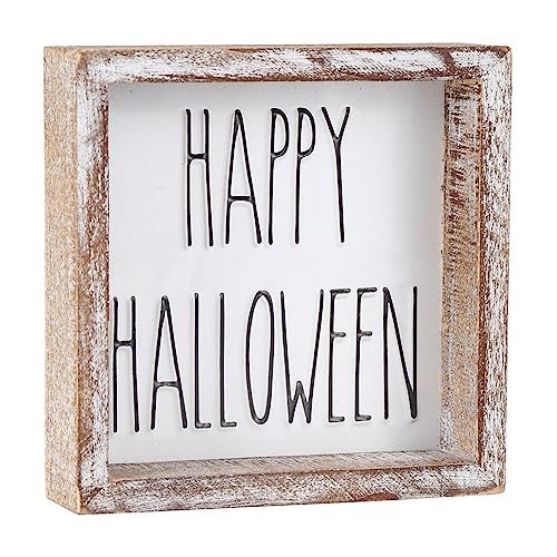 FESTWIND Halloween Home Decor, Happy Halloween Block Sign for Shelf, Mantel, Table, Halloween Decorations Indoor, Embossed Metal With Wood Frame | Amazon (US)