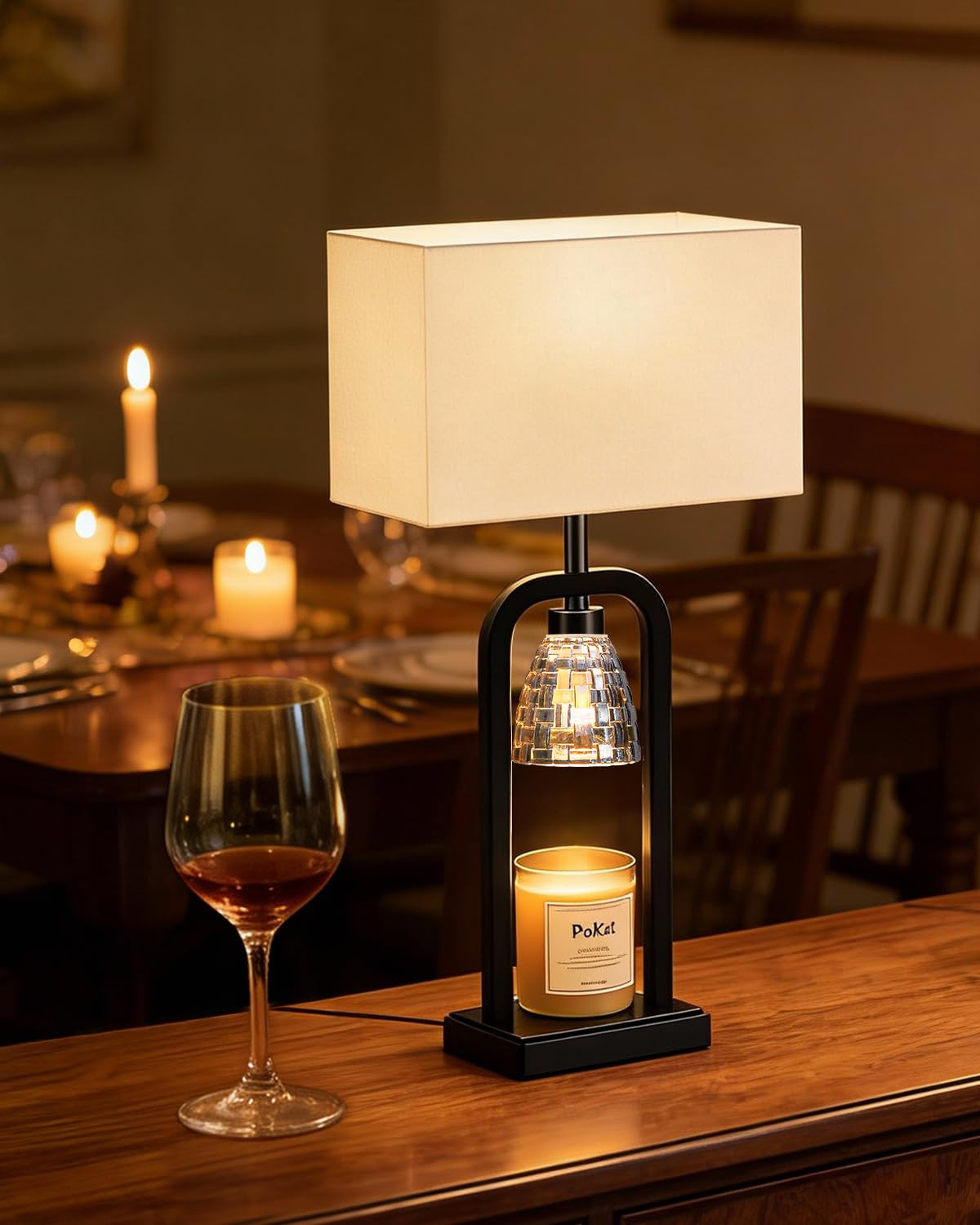 PoKat Lámpara calentadora de velas negra, lámpara calentadora de velas de granja con temporizad... | Amazon (US)
