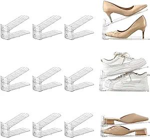 12 Pack Shoe Slots Organizer Adjustable Level Shoe Stacker Holder Storage Space Saving Sneakers D... | Amazon (US)