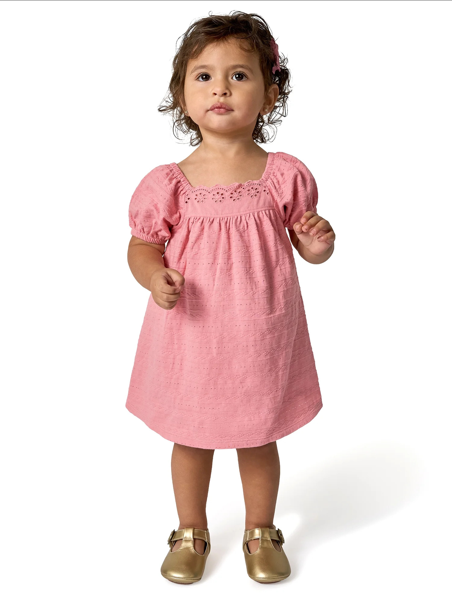 Modern Moments by Gerber Baby Girl Puff Sleeve Dress and Diaper Cover, 2-Piece, Sizes 0/3 Months ... | Walmart (US)