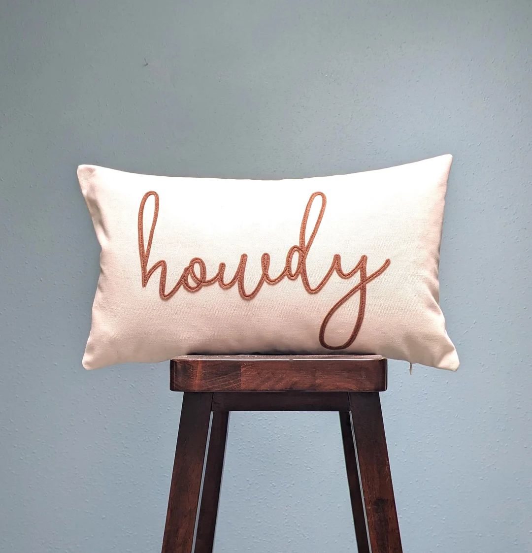 Appliqued Howdy Pillow Handmade Pillowcase, Hand Cut Felt Applique, Ranch Home, Farm House, Cowgi... | Etsy (US)