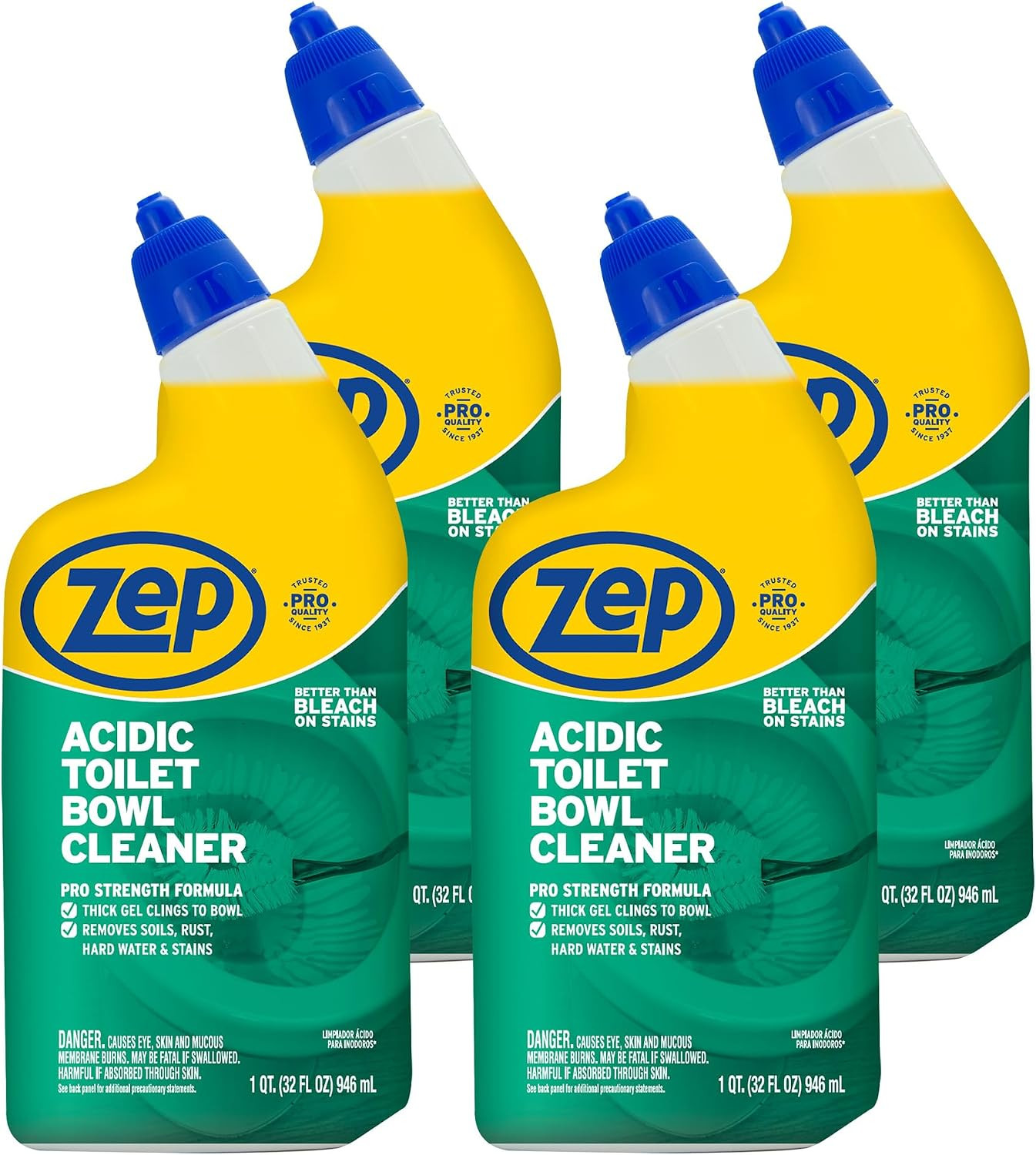 Zep Acidic Toilet Bowl Cleaner, 32 fl oz (Pack of 4) | Amazon (US)