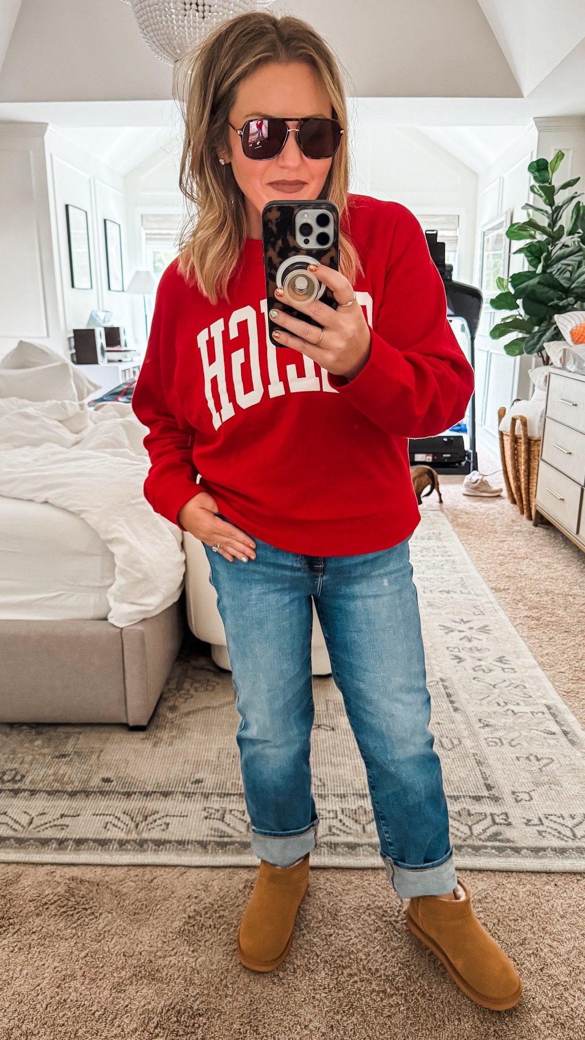 How fun is this Sleigh oversized sweatshirt for the holiday season? It’s currently 40% off and there are some Halloween themed sweatshirts too! I’m wearing it with my favorite jeans and UGG inspired booties. casual outfit holiday sweatshirt women’s sweatshirt holiday wear women’s blue jeans dojos aviator sunglasses 

#LTKSaleAlert #LTKSeasonal #LTKFindsUnder50
