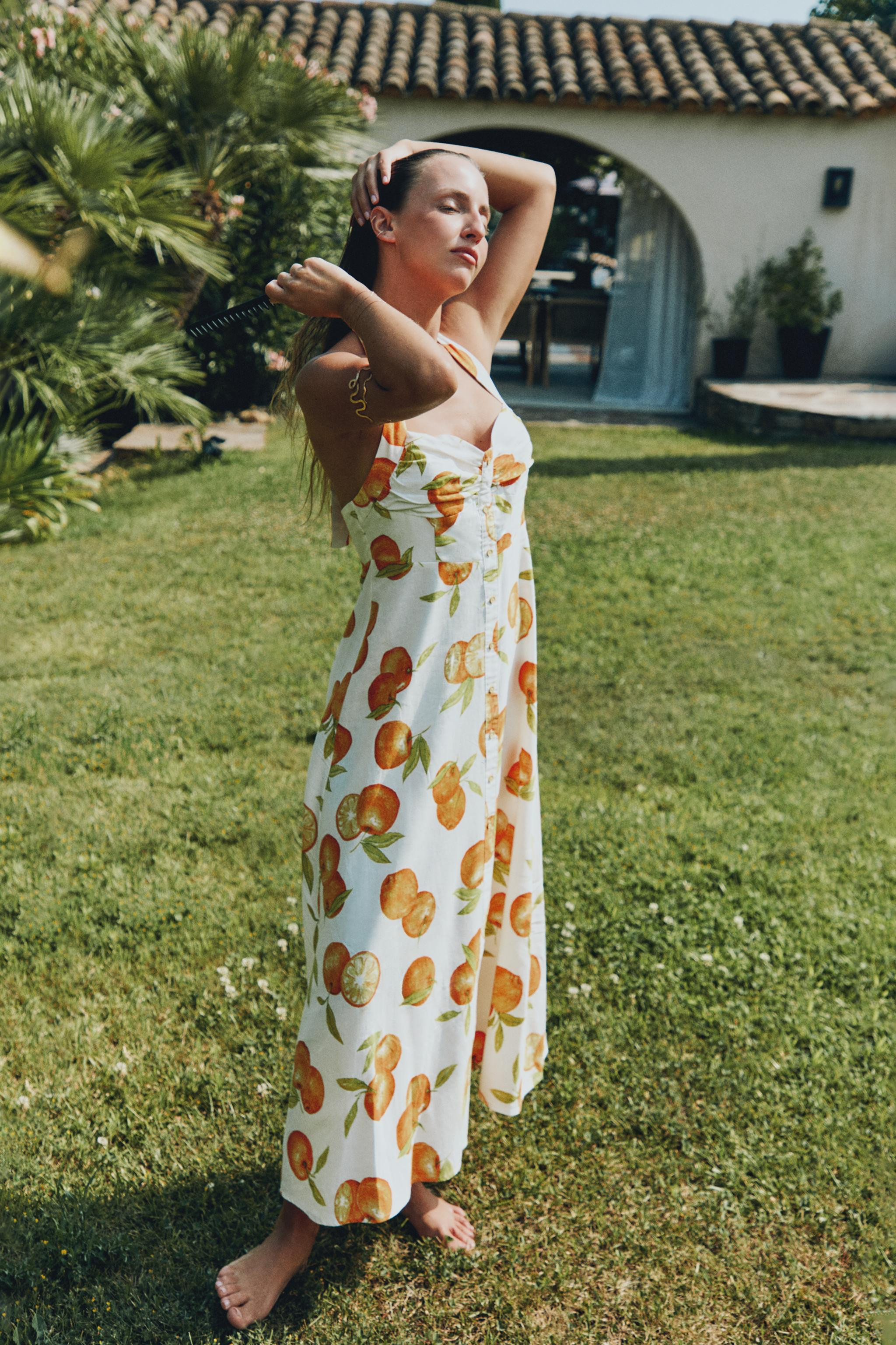 PRINTED LINEN BLEND DRESS | Zara US