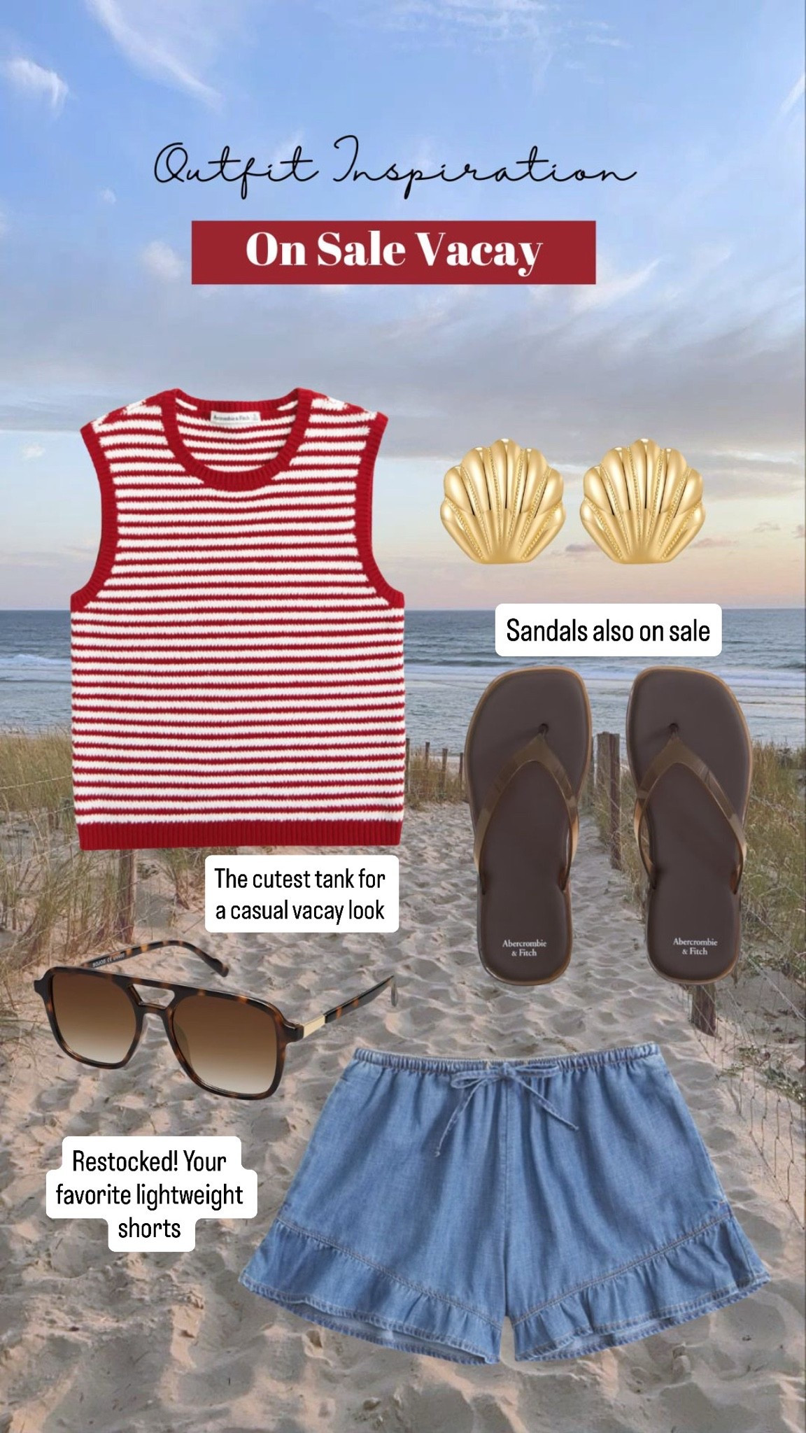 Abercrombie stackable sale outfit. Beach vacay outfit for women. Use code Suiteaf for 15% off + 15% off. Ruffle shorts

#LTKSaleAlert