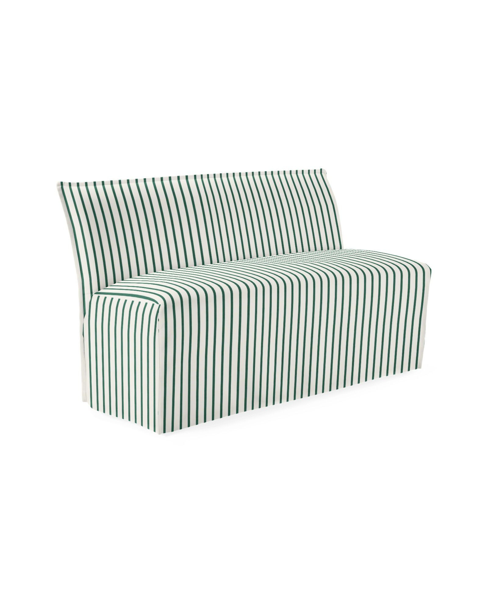 Sundial Outdoor Dining Bench - Sunbrella® Botanical Green Lido Stripe | Serena and Lily