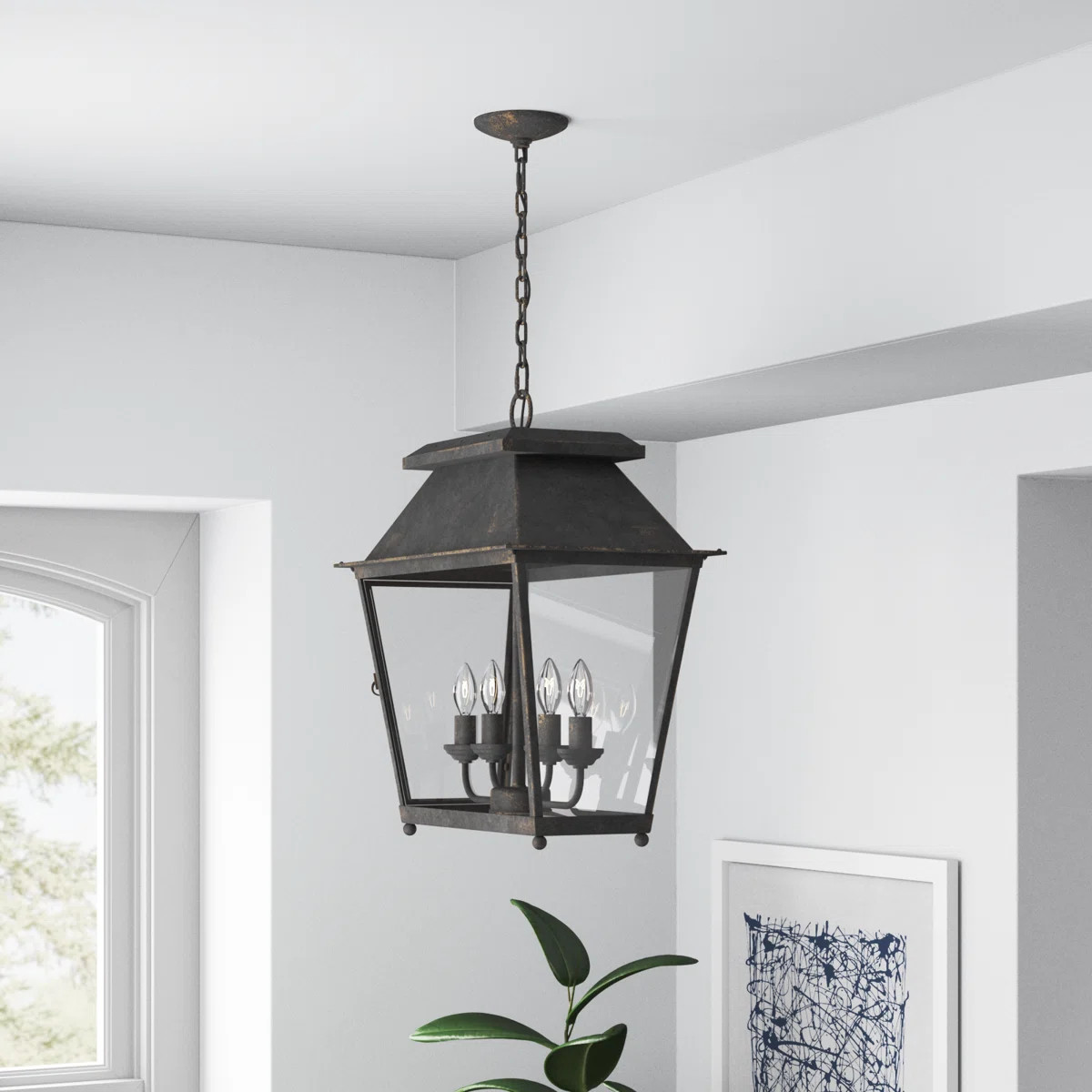 Aimee-Grace 4 - Light Steel Dimmable Lantern Geometric Chandelier | Wayfair North America