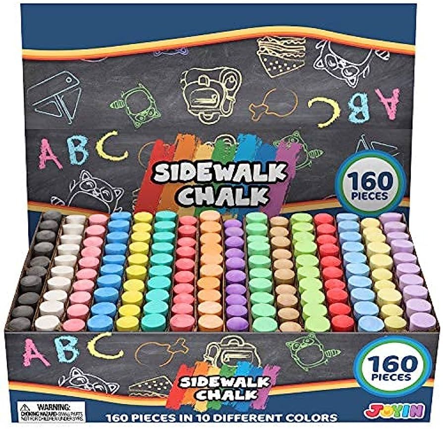 160 PCS Washable Sidewalk Chalks Set Non-Toxic Jumbo Chalk for Outdoor Art Play, Painting on Chal... | Amazon (US)
