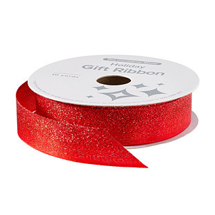 The Container Store® Ribbon Satin Glitter Ombre Red | The Container Store