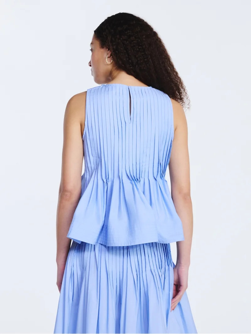 Free Assembly Women's Sleeveless Pintuck Peplum Top, Sizes XS-XXL | Walmart (US)