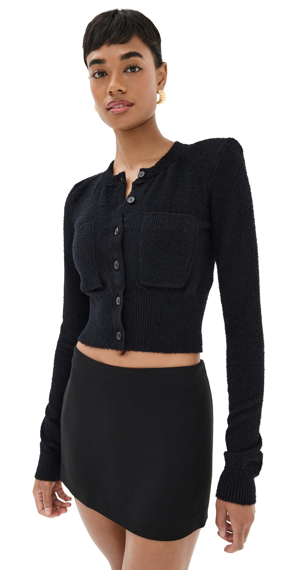 WARDROBE. NYC Knit Crop Cardigan Black S | Shopbop