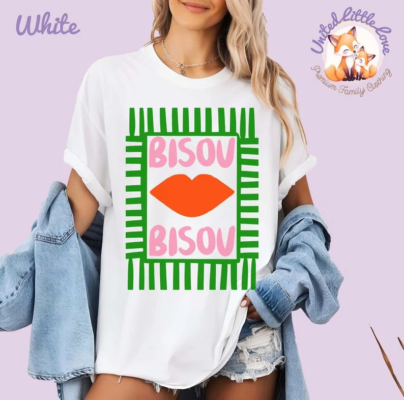 French Bisous Shirt, French TShirt, Paris Tee, French Vacation Tee, Shirt For French Lover | Walmart (US)