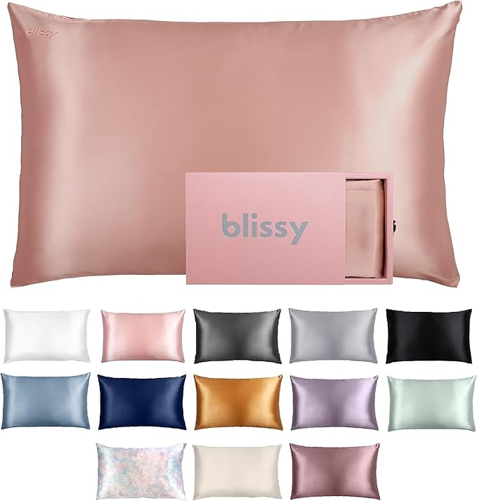 Blissy Silk Pillowcase - 100% Pure Mulberry Silk - 22 Momme 6A High-Grade Fibers - Silk Pillow Co... | Amazon (US)
