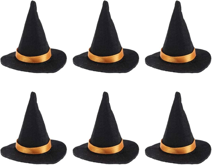 6Pcs Halloween Witch Hats Mini Felt Witch Hats Wine Bottle Topper Capcake Decorations Halloween P... | Amazon (US)