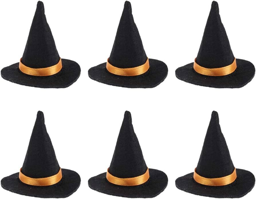 6Pcs Halloween Witch Hats Mini Felt Witch Hats Wine Bottle Topper Capcake Decorations Halloween P... | Amazon (US)