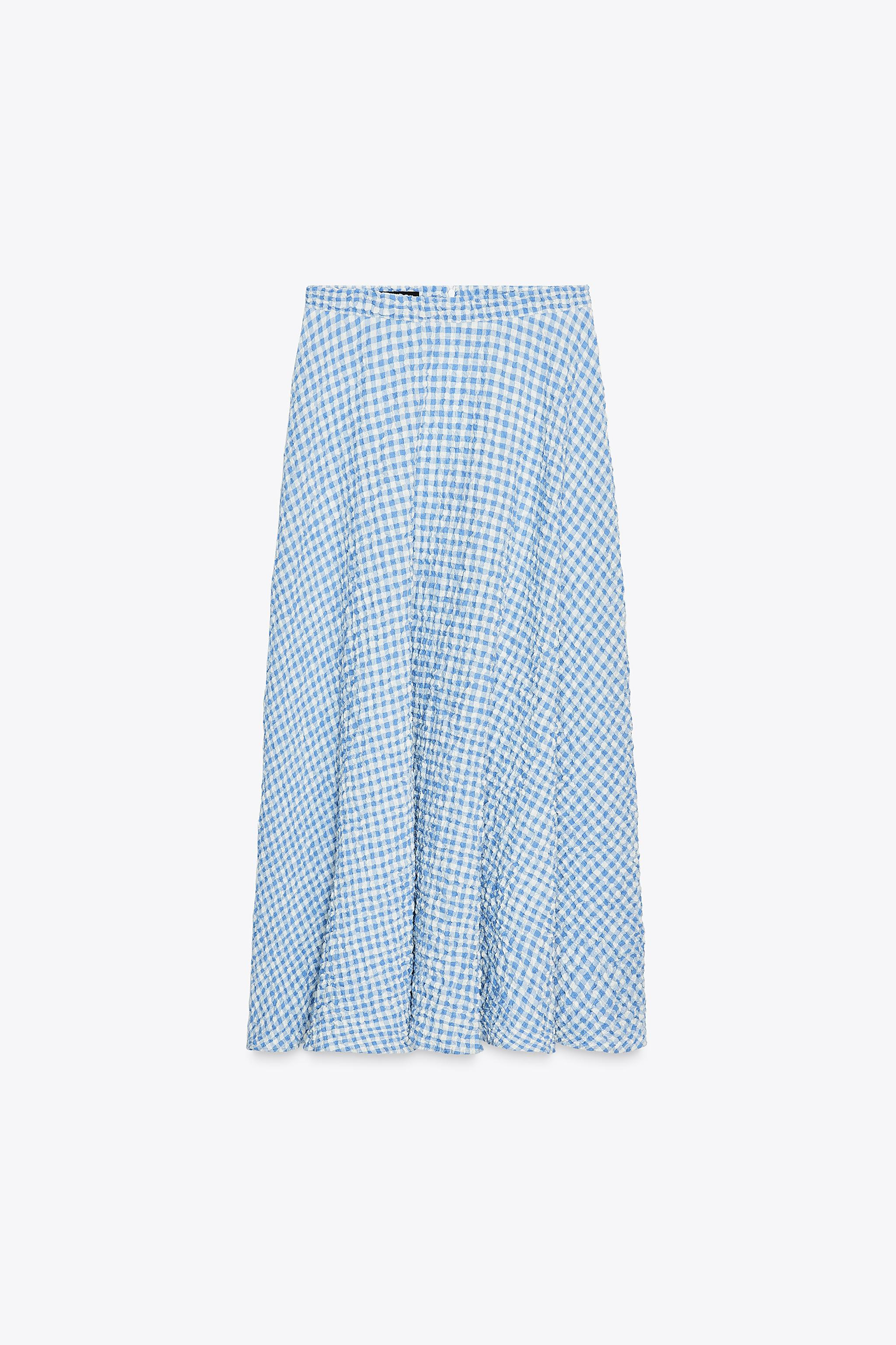 GINGHAM MIDI FLARED SKIRT | Zara US