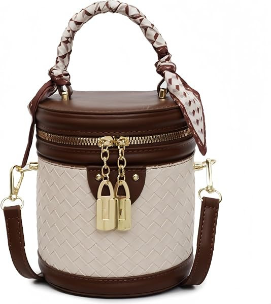 Mini Bucket Crossbody Bags for Women Vegan Leather Small Round Shoulder Round Handle Handbag Purs... | Amazon (US)