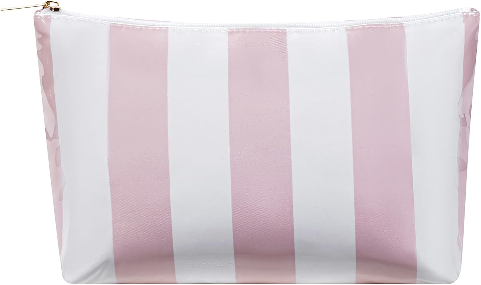 Large Waterproof Travel Striped Makeup Bag, Aesthetic PVC Toiletry Bag, Coquette Cosmetic Bag, Su... | Amazon (US)
