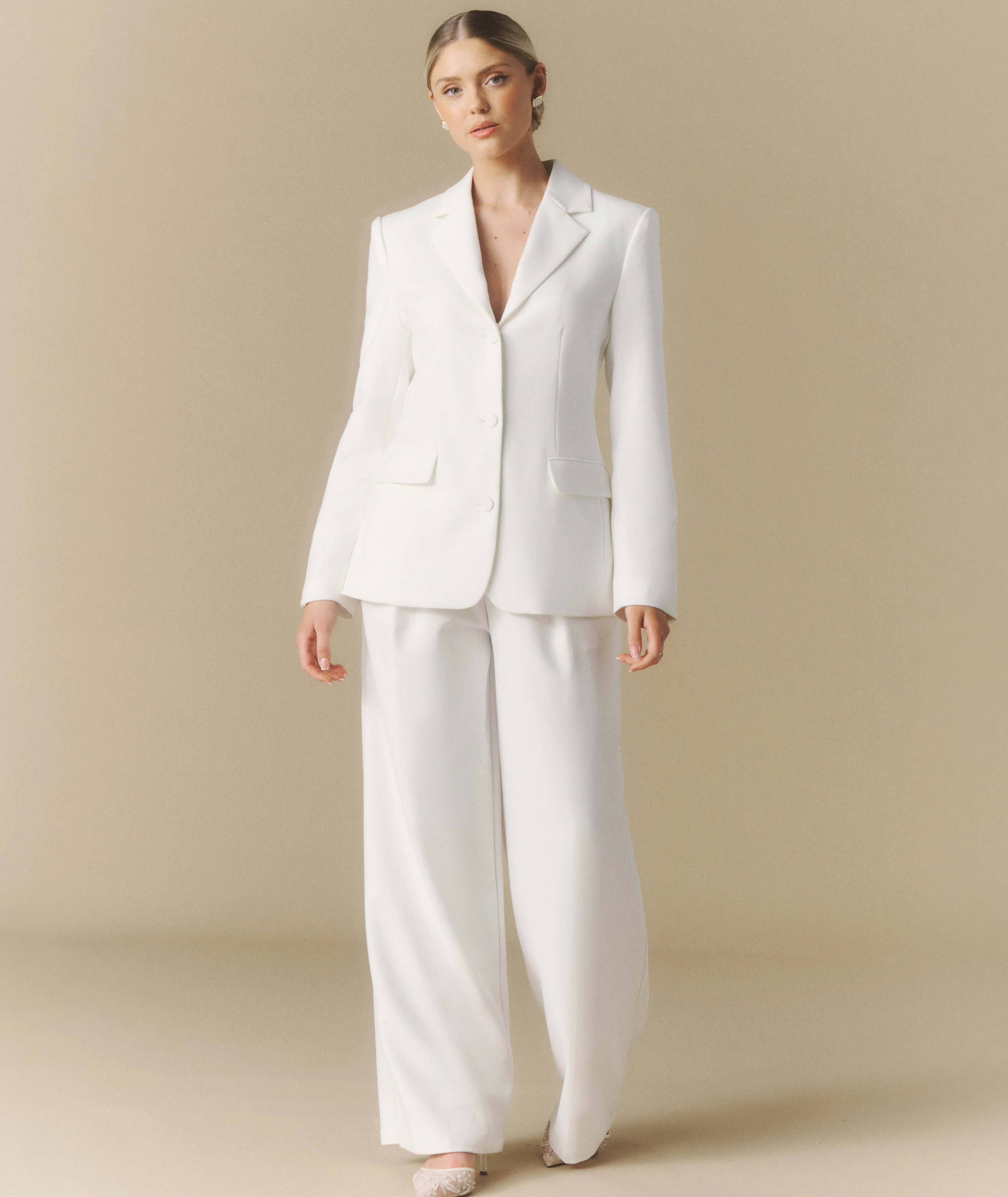 Cinched Tailored Bridal Blazer - Off White | Six Stories