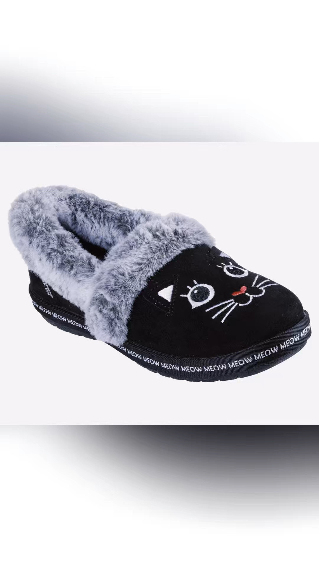 BOBS Too Cozy Meow PJs

This casual slipper features a vegan suede upper with an embroidered 3-D Black Cat face design, faux-fur trim, and a cushioned Skechers Memory Foam™ footbed

Vegan suede upper
Embroidered 3-D Black Cat face design with a faux-fur trim
Midsole with 'Meow Meow Meow' print all the way around
Slip-on casual comfort slipper design
Indoor/outdoor flexible traction outsole



#LTKWatchNow #LTKStyleTip #LTKShoeCrush