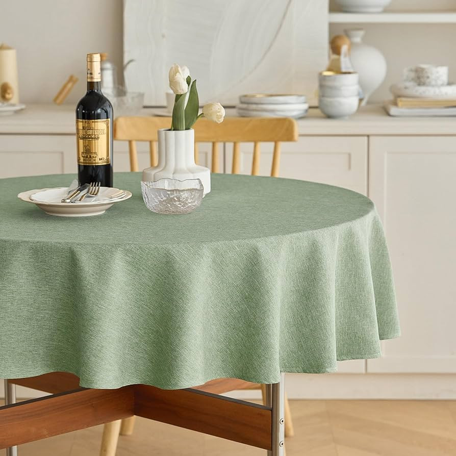 Faux Linen Round Tablecloths 60 inch, Waterproof Decorative Washable Texture Rustic Circle Table ... | Amazon (US)