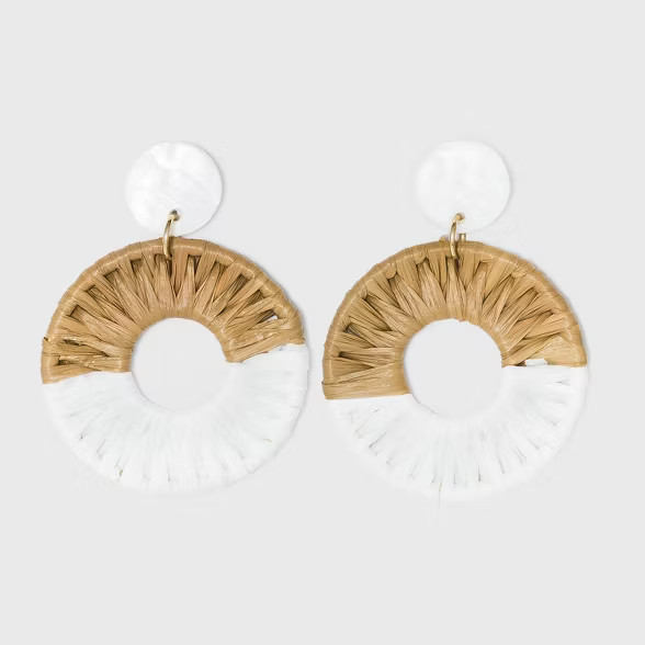 Shell Disc Post with Woven Raffia Drop Earrings - A New Day™ | Target