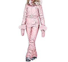 Womens Onesies Ski Suit Winter Outdoor Waterproof Ski Jumpsuit Jacket Overall Snowsuit Fur Collar wi | Amazon (US)