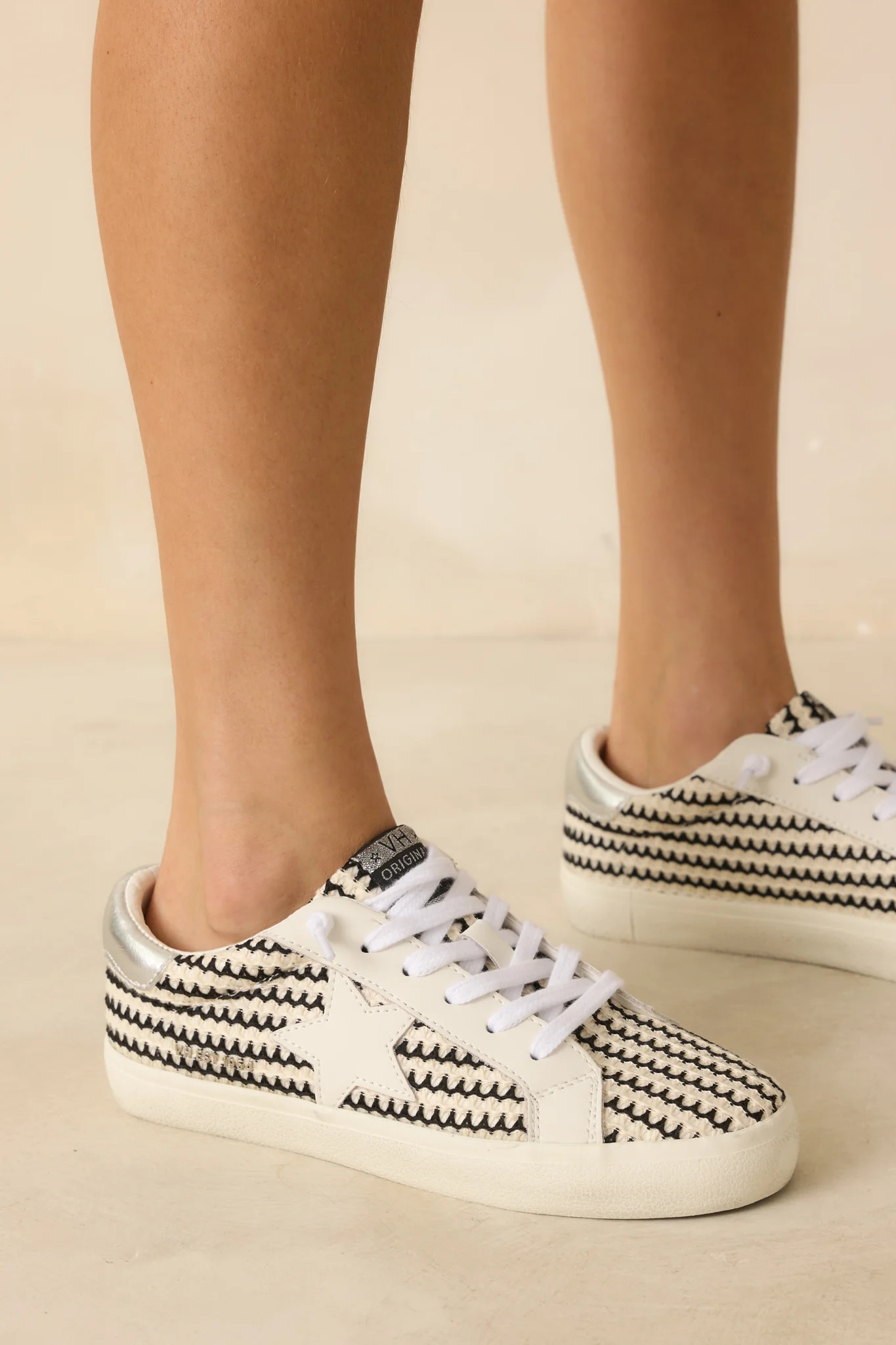 Vintage Havana Flair 45 Black & White Crochet Sneakers | Red Dress