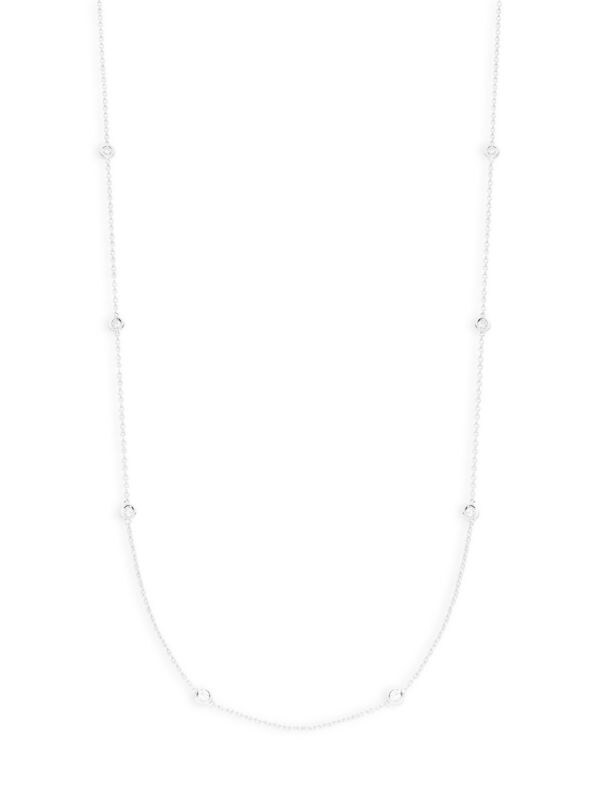 Diamond 14K White Gold Bezel Station Necklace | Saks Fifth Avenue OFF 5TH