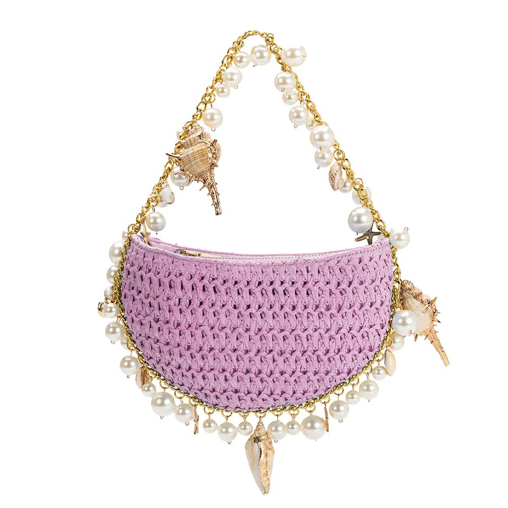 Lavender Isla Small Straw Top Handle Bag | Melie Bianco | Melie Bianco