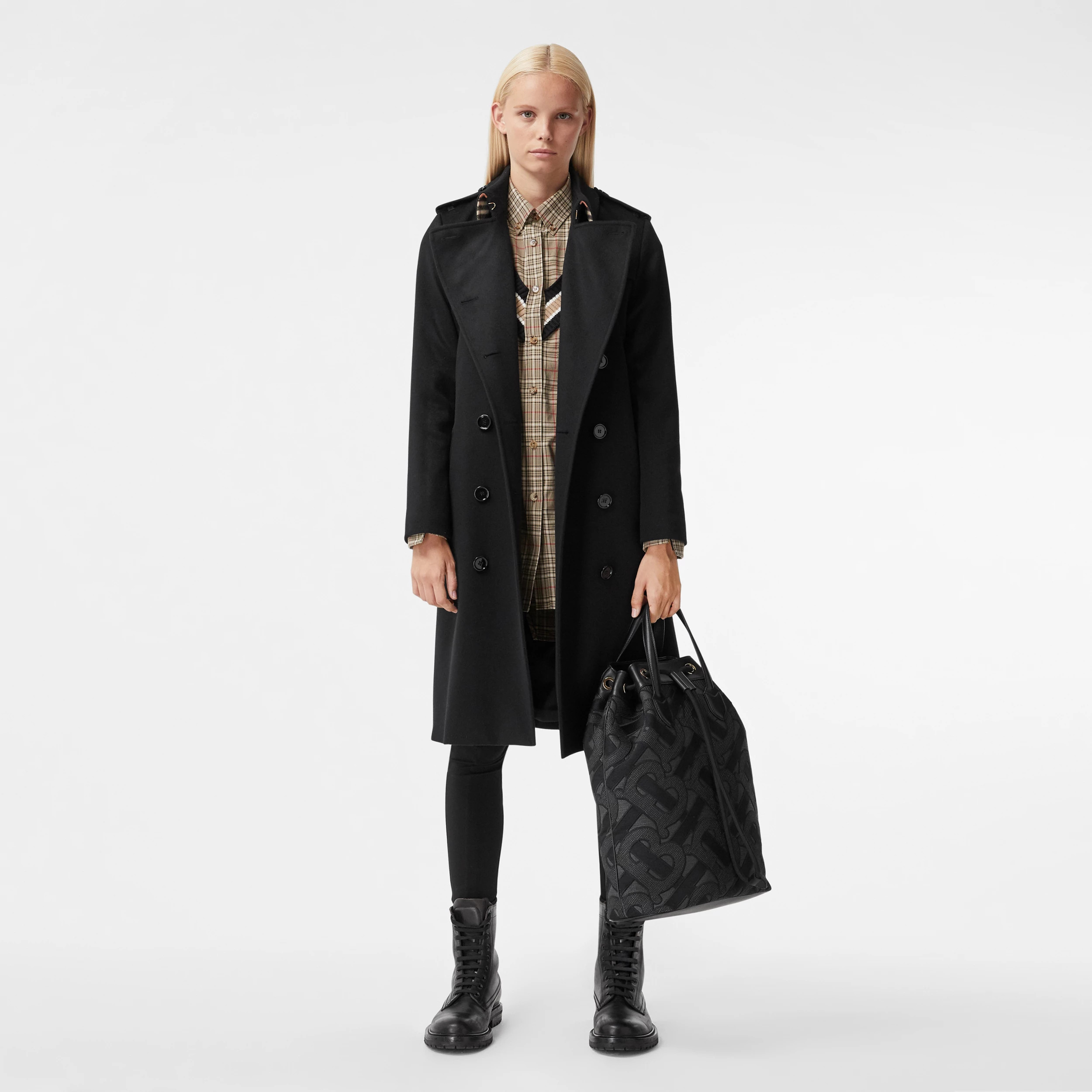 Regenerated Cashmere Trench Coat in Black - Women | Burberry United States | Burberry (US)