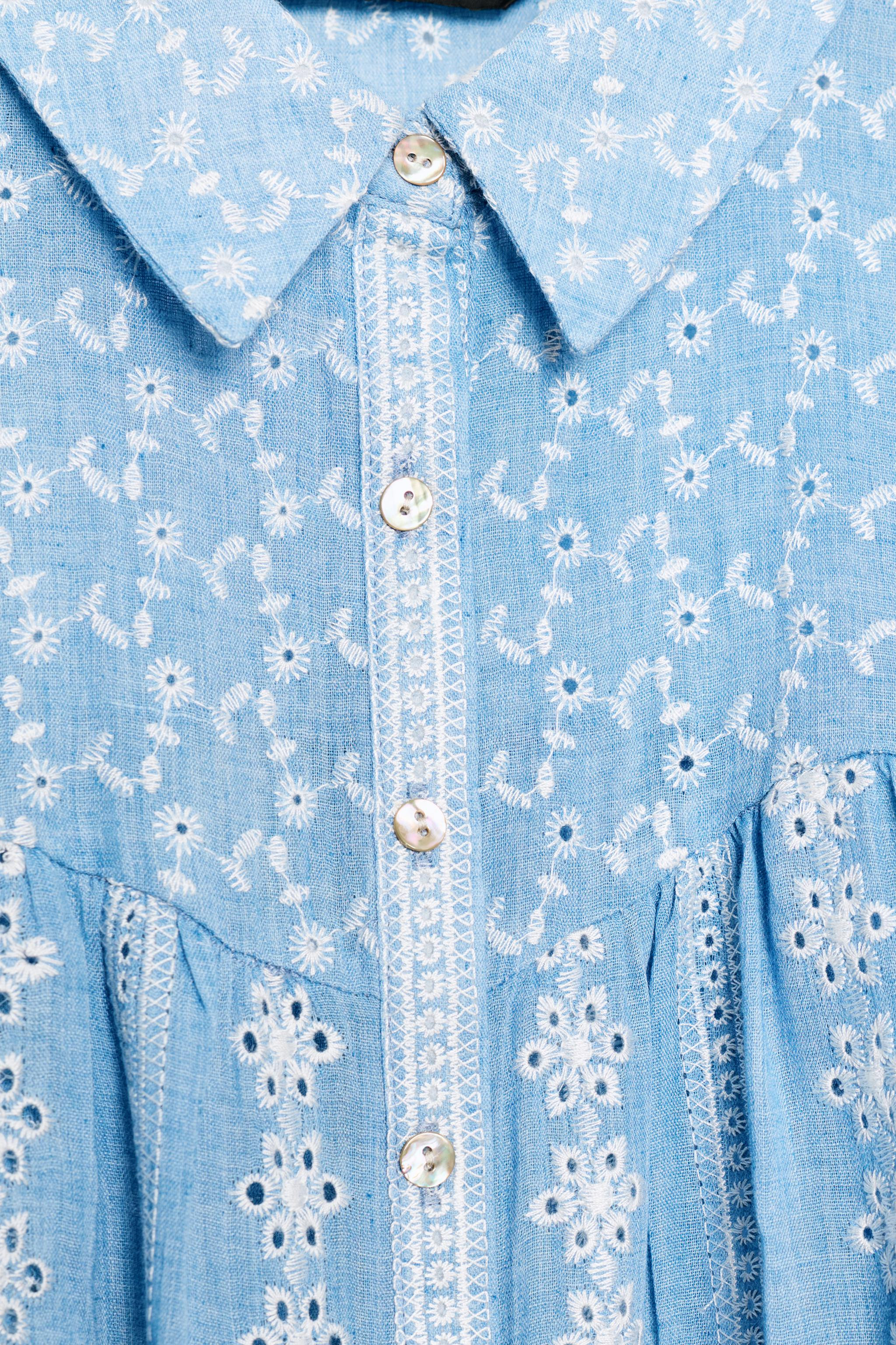 ROMANTIC EMBROIDERED EYELET BLOUSE | Zara US